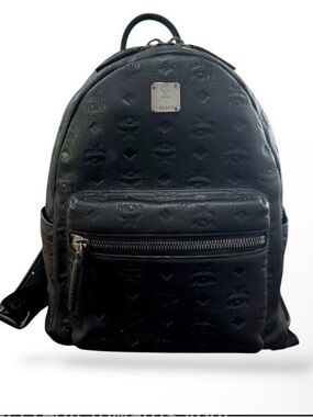 MCM Black Visetos Embossed Mini Backpack
